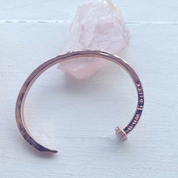 Giles & Brothers Rose Gold Railroad spike cuff with rhinestones. - Picture 1 of 3